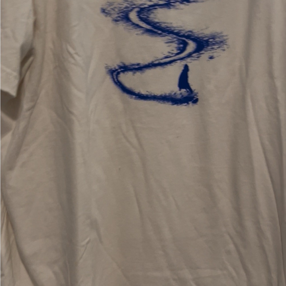Men's White Shirt with Blue Design